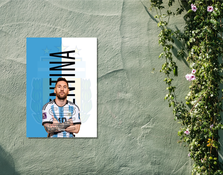 "ARGENTINA - MESSI" -Shiny & Sturdy Metallic Poster Art That Pops & Sticks