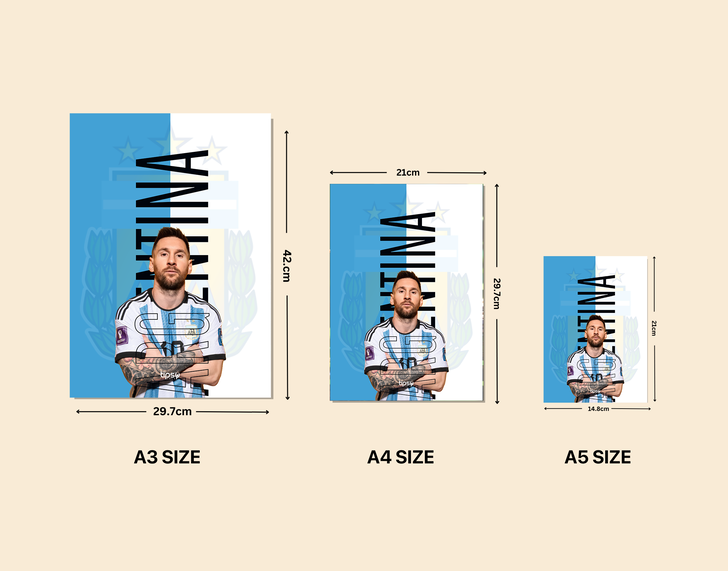 "ARGENTINA - MESSI" -Shiny & Sturdy Metallic Poster Art That Pops & Sticks