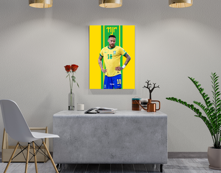 "NJR - NEYMAR BRAZIL" -Shiny & Sturdy Metallic Poster Art That Pops & Sticks