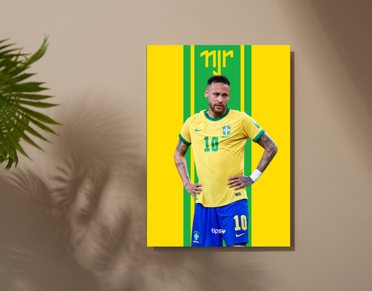 "NJR - NEYMAR BRAZIL" -Shiny & Sturdy Metallic Poster Art That Pops & Sticks