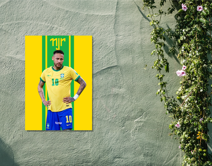 "NJR - NEYMAR BRAZIL" -Shiny & Sturdy Metallic Poster Art That Pops & Sticks
