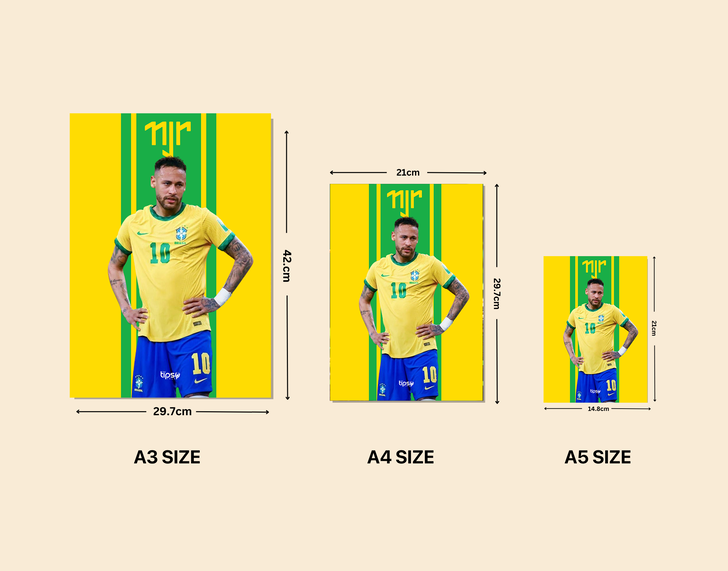 "NJR - NEYMAR BRAZIL" -Shiny & Sturdy Metallic Poster Art That Pops & Sticks
