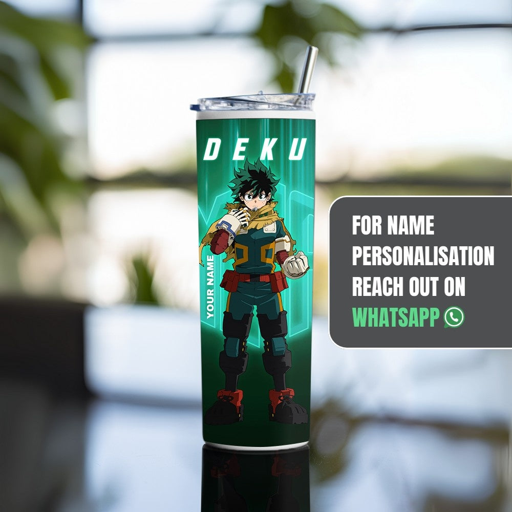 "Deku : My Hero Academia Anime" Tumbler with Metal Straw
