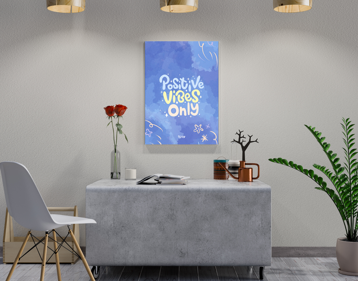 "POSITIVE VIBES ONLY" -Shiny & Sturdy Metallic Poster Art That Pops & Sticks