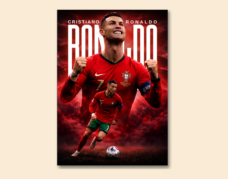 "PORTUGAL'S RONALDO" -Shiny & Sturdy Metallic Poster Art That Pops & Sticks