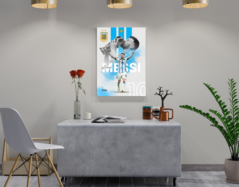 "MESSI - THE OG GOAT" -Shiny & Sturdy Metallic Poster Art That Pops & Sticks