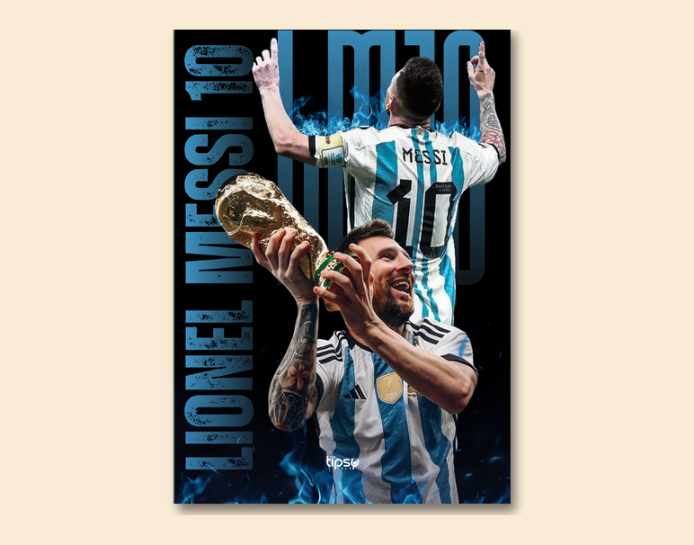 "MESSI ON FIRE" -Shiny & Sturdy Metallic Poster Art That Pops & Sticks