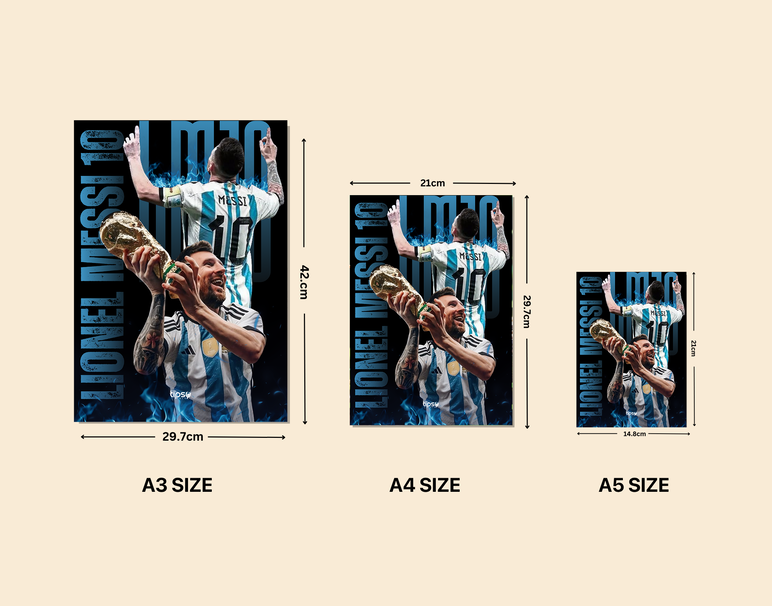 "MESSI ON FIRE" -Shiny & Sturdy Metallic Poster Art That Pops & Sticks