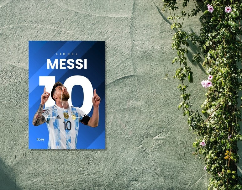 "MESSI - ICONIC POSE" -Shiny & Sturdy Metallic Poster Art That Pops & Sticks