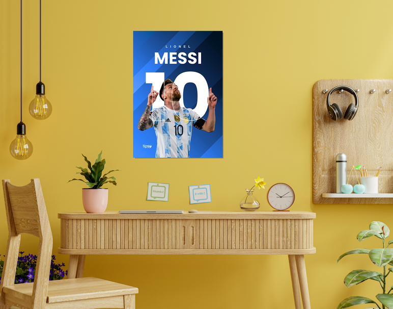 "MESSI - ICONIC POSE" -Shiny & Sturdy Metallic Poster Art That Pops & Sticks