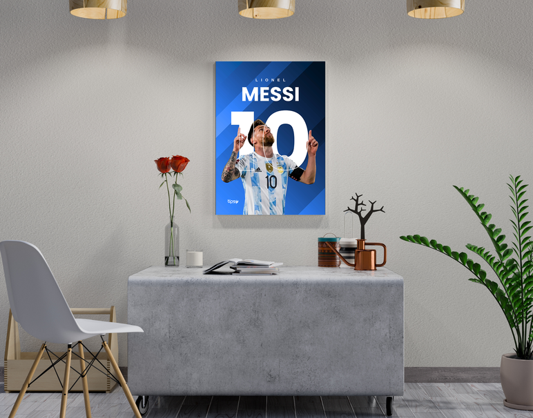 "MESSI - ICONIC POSE" -Shiny & Sturdy Metallic Poster Art That Pops & Sticks
