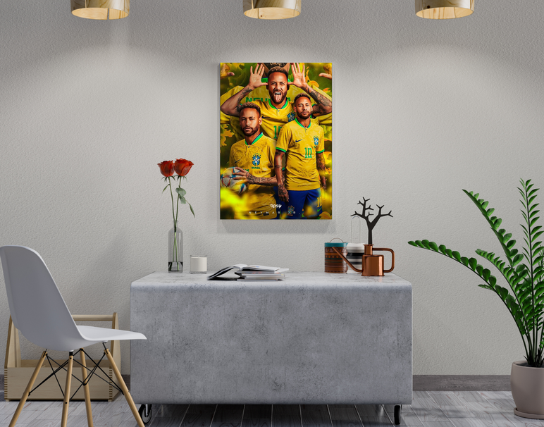 "NEYMAR - BRAZIL'S PRINCE" -Shiny & Sturdy Metallic Poster Art That Pops & Sticks