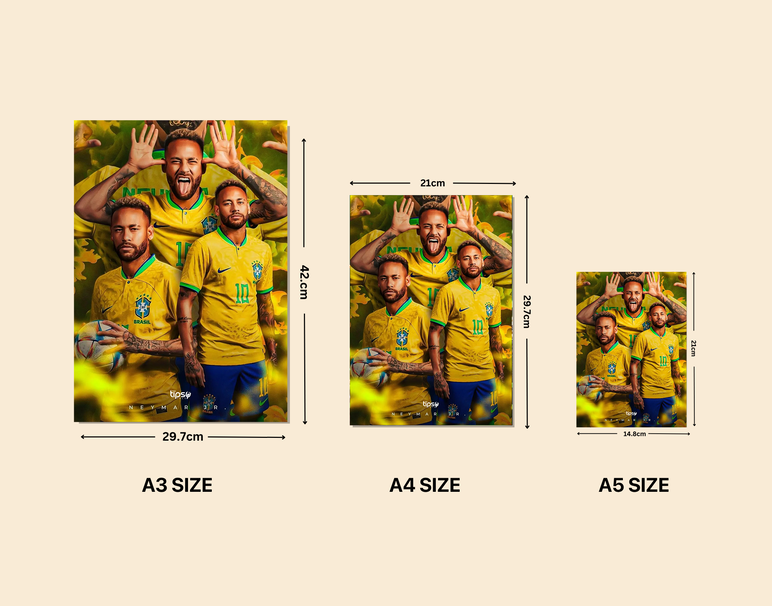 "NEYMAR - BRAZIL'S PRINCE" -Shiny & Sturdy Metallic Poster Art That Pops & Sticks