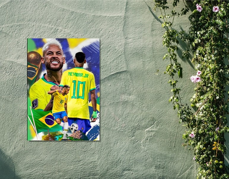 "NEYMAR JR FROM BRAZIL" -Shiny & Sturdy Metallic Poster Art That Pops & Sticks
