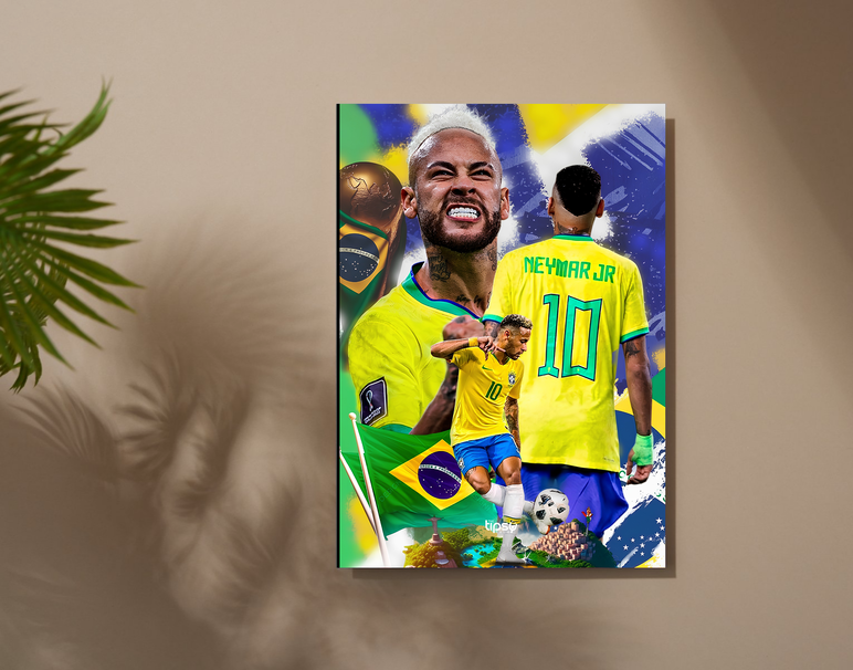 "NEYMAR JR FROM BRAZIL" -Shiny & Sturdy Metallic Poster Art That Pops & Sticks