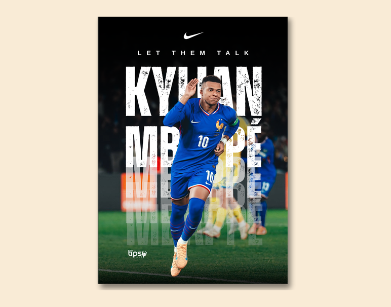 "LET THEM TALK - MBAPPE" -Shiny & Sturdy Metallic Poster Art That Pops & Sticks