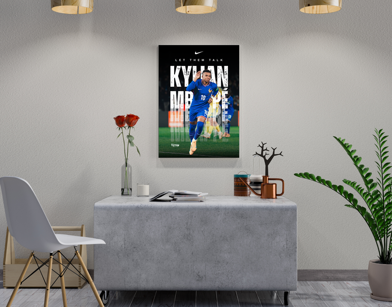 "LET THEM TALK - MBAPPE" -Shiny & Sturdy Metallic Poster Art That Pops & Sticks