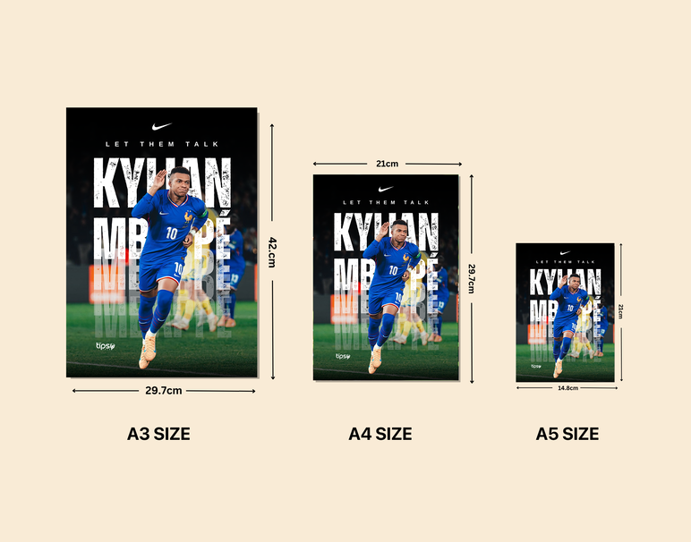 "LET THEM TALK - MBAPPE" -Shiny & Sturdy Metallic Poster Art That Pops & Sticks