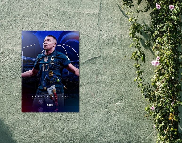 "KYLIAN MBAPPE - ICONIC" -Shiny & Sturdy Metallic Poster Art That Pops & Sticks