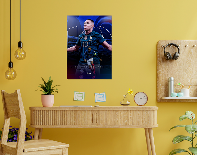 "KYLIAN MBAPPE - ICONIC" -Shiny & Sturdy Metallic Poster Art That Pops & Sticks