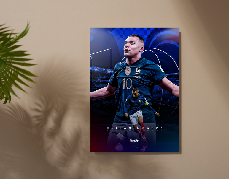 "KYLIAN MBAPPE - ICONIC" -Shiny & Sturdy Metallic Poster Art That Pops & Sticks