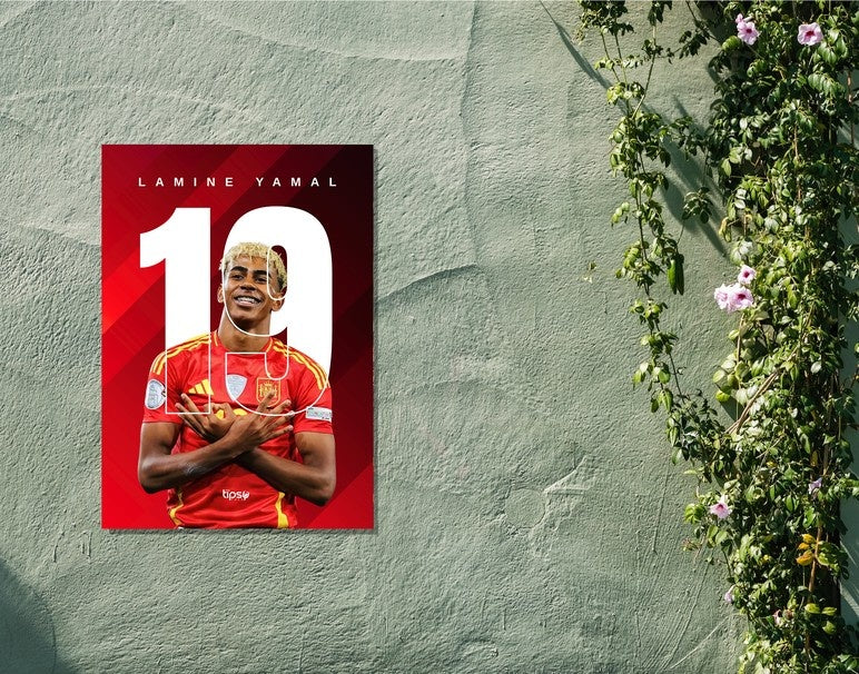 "LAMINE YAMAL - 19" -Shiny & Sturdy Metallic Poster Art That Pops & Sticks
