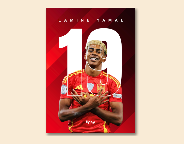 "LAMINE YAMAL - 19" -Shiny & Sturdy Metallic Poster Art That Pops & Sticks