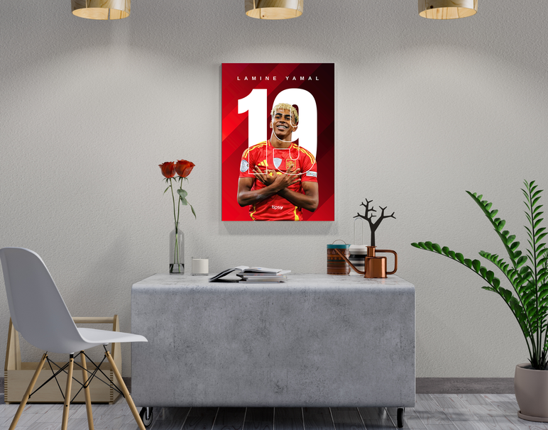 "LAMINE YAMAL - 19" -Shiny & Sturdy Metallic Poster Art That Pops & Sticks