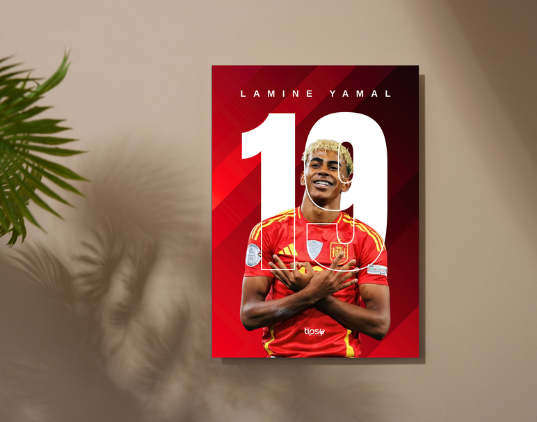 "LAMINE YAMAL - 19" -Shiny & Sturdy Metallic Poster Art That Pops & Sticks