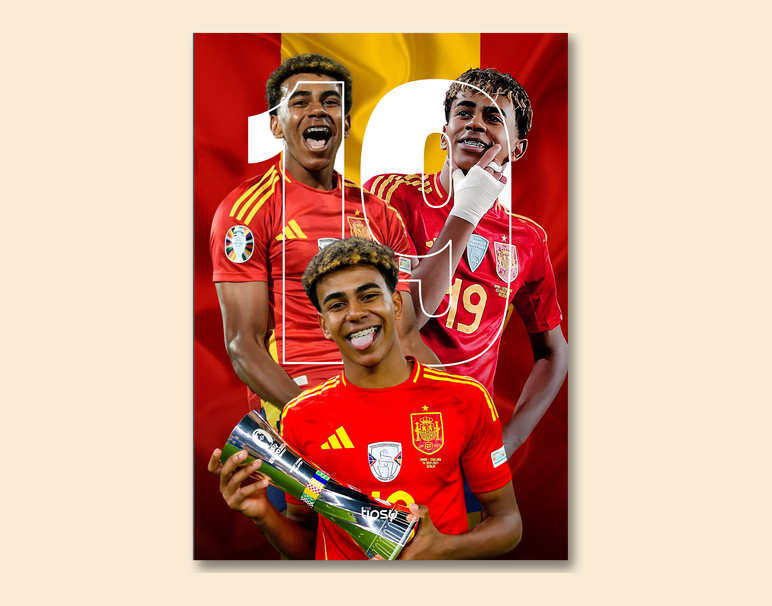 "SPAIN'S LAMINE YAMAL" -Shiny & Sturdy Metallic Poster Art That Pops & Sticks