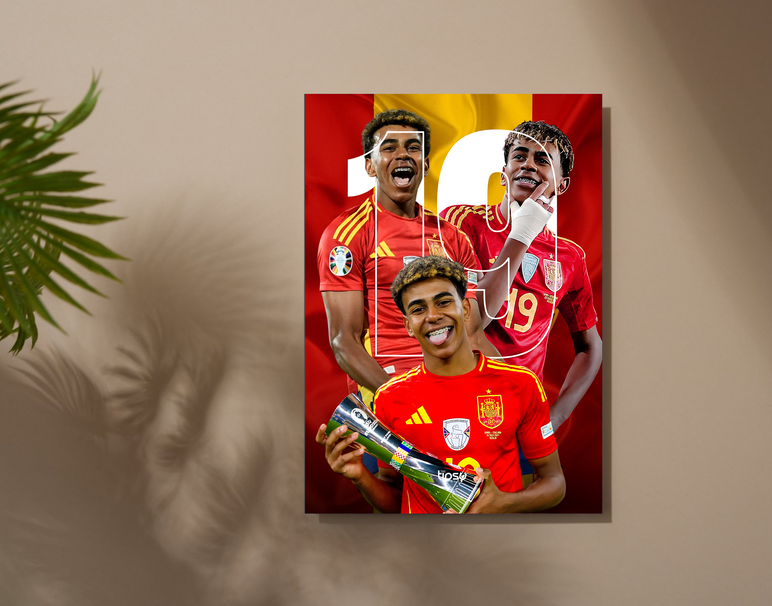 "SPAIN'S LAMINE YAMAL" -Shiny & Sturdy Metallic Poster Art That Pops & Sticks