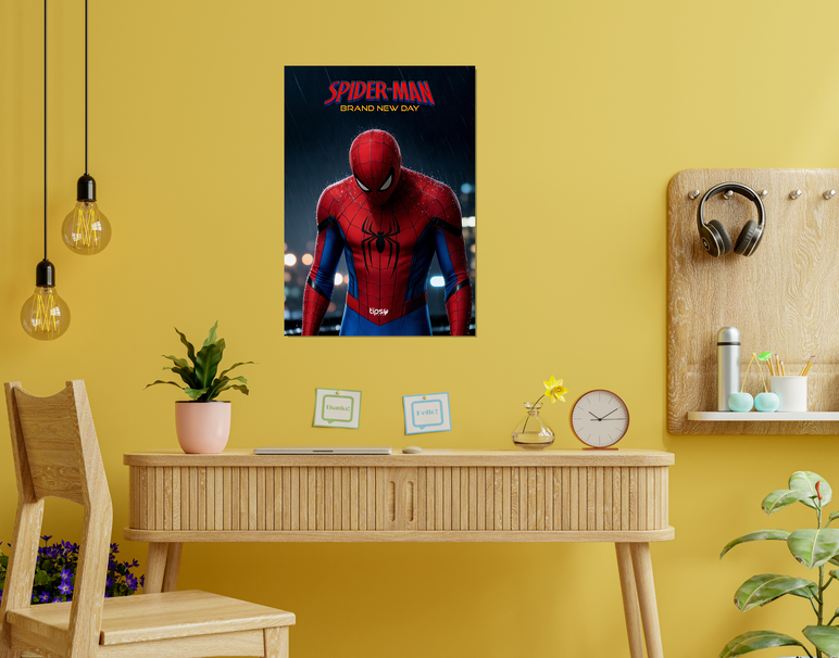 "BRAND NEW DAY , SPIDERMAN SUIT" -Shiny & Sturdy Metallic Poster Art That Pops & Sticks