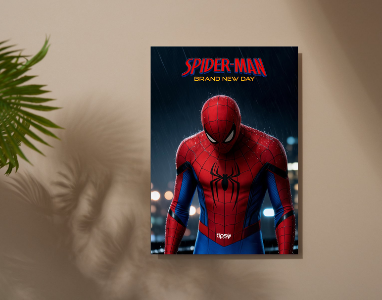 "BRAND NEW DAY , SPIDERMAN SUIT" -Shiny & Sturdy Metallic Poster Art That Pops & Sticks