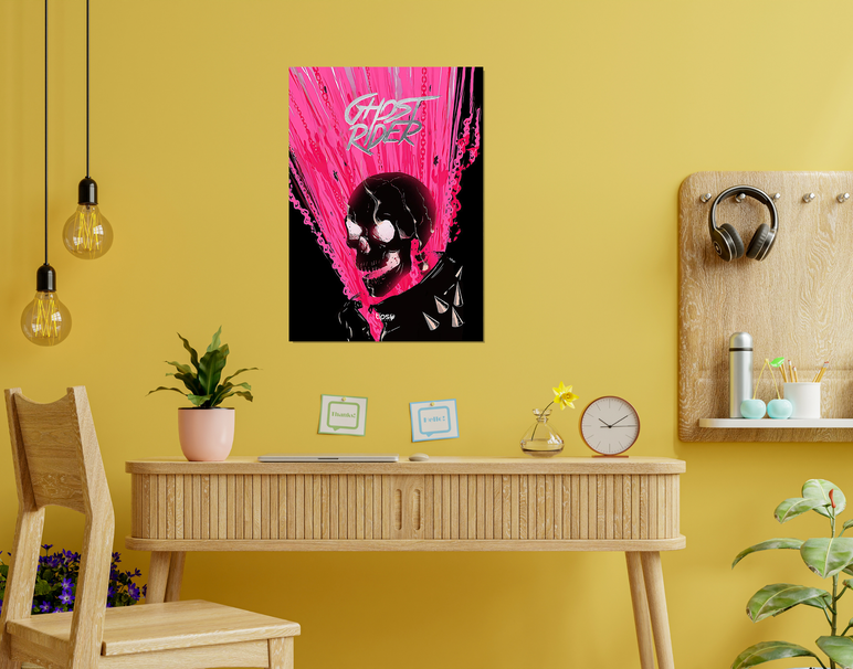 "GHOST RIDER - VINTAGE" -Shiny & Sturdy Metallic Poster Art That Pops & Sticks