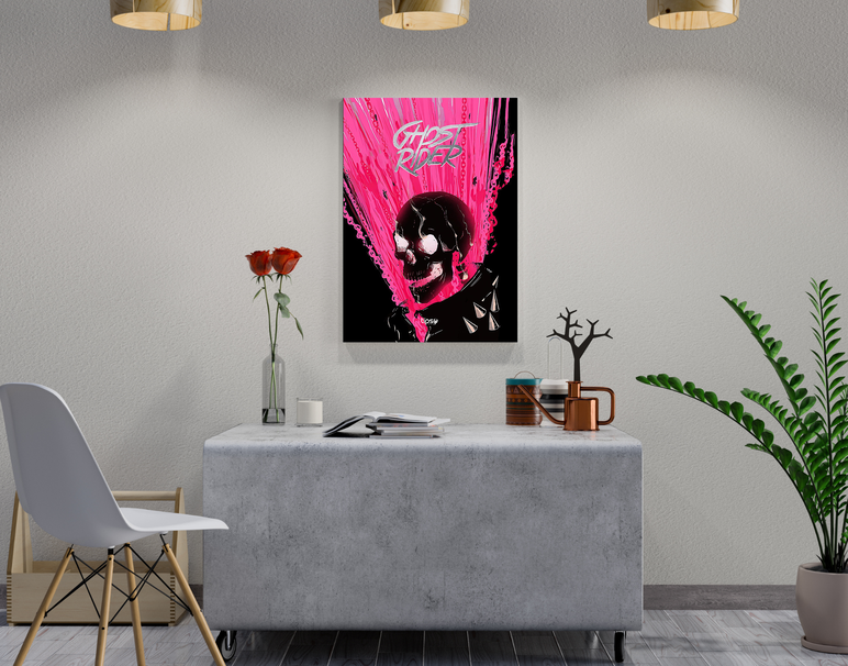 "GHOST RIDER - VINTAGE" -Shiny & Sturdy Metallic Poster Art That Pops & Sticks
