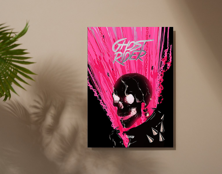 "GHOST RIDER - VINTAGE" -Shiny & Sturdy Metallic Poster Art That Pops & Sticks