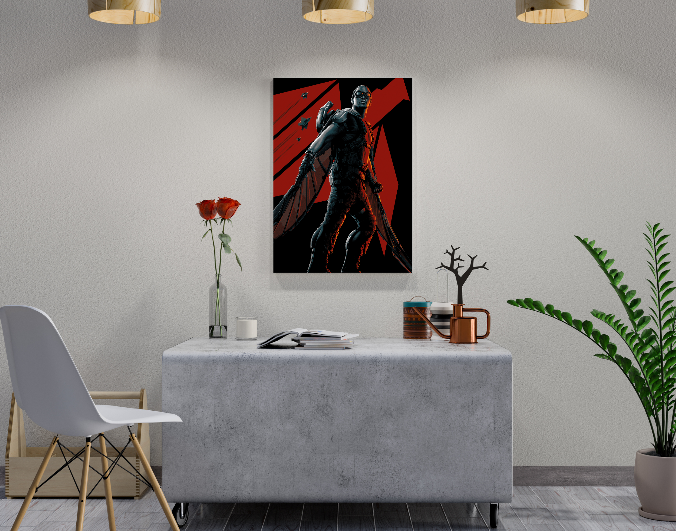 "FALCON: FAN DESIGN"- Shiny & Sturdy Metallic Poster  Art That Pops & Sticks (Literally!)