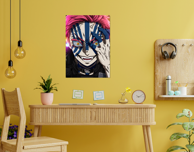 "AKAZA INTENSE DEMON" -Shiny & Sturdy Metallic Poster Art That Pops & Sticks
