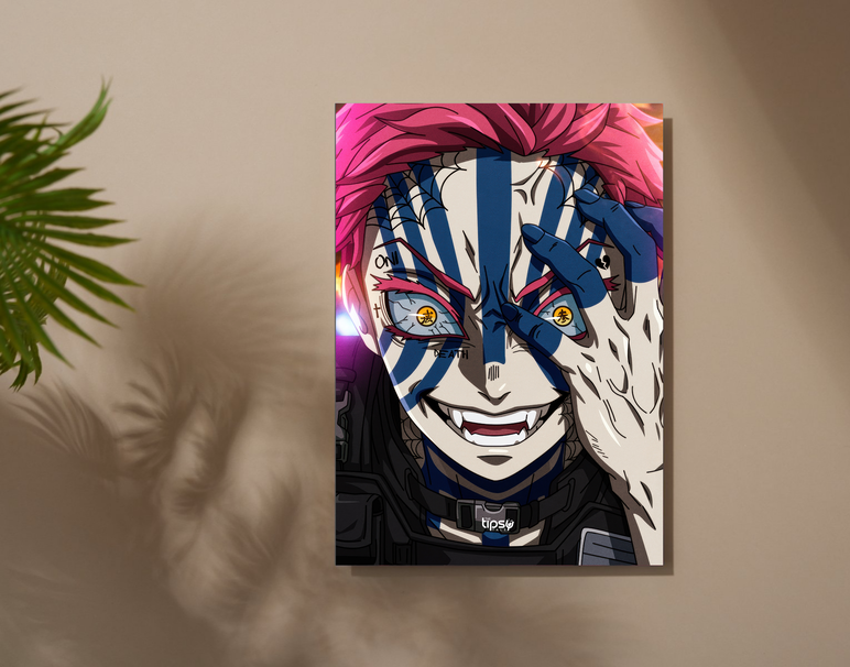 "AKAZA INTENSE DEMON" -Shiny & Sturdy Metallic Poster Art That Pops & Sticks