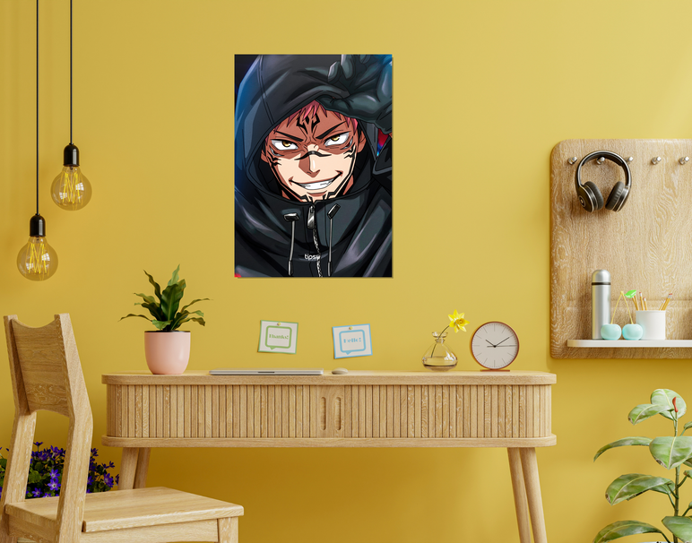 "SUKUNA HOODIE" -Shiny & Sturdy Metallic Poster Art That Pops & Sticks