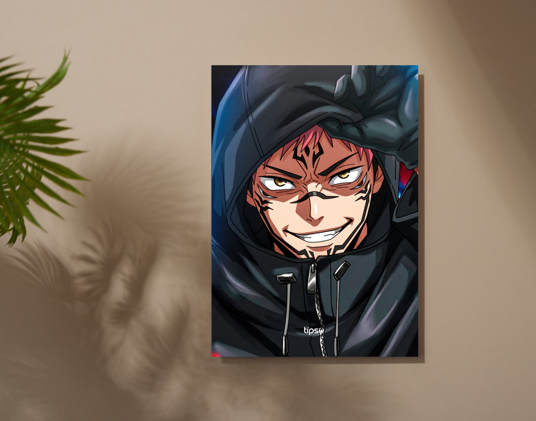 "SUKUNA HOODIE" -Shiny & Sturdy Metallic Poster Art That Pops & Sticks