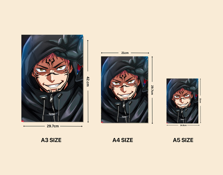 "SUKUNA HOODIE" -Shiny & Sturdy Metallic Poster Art That Pops & Sticks
