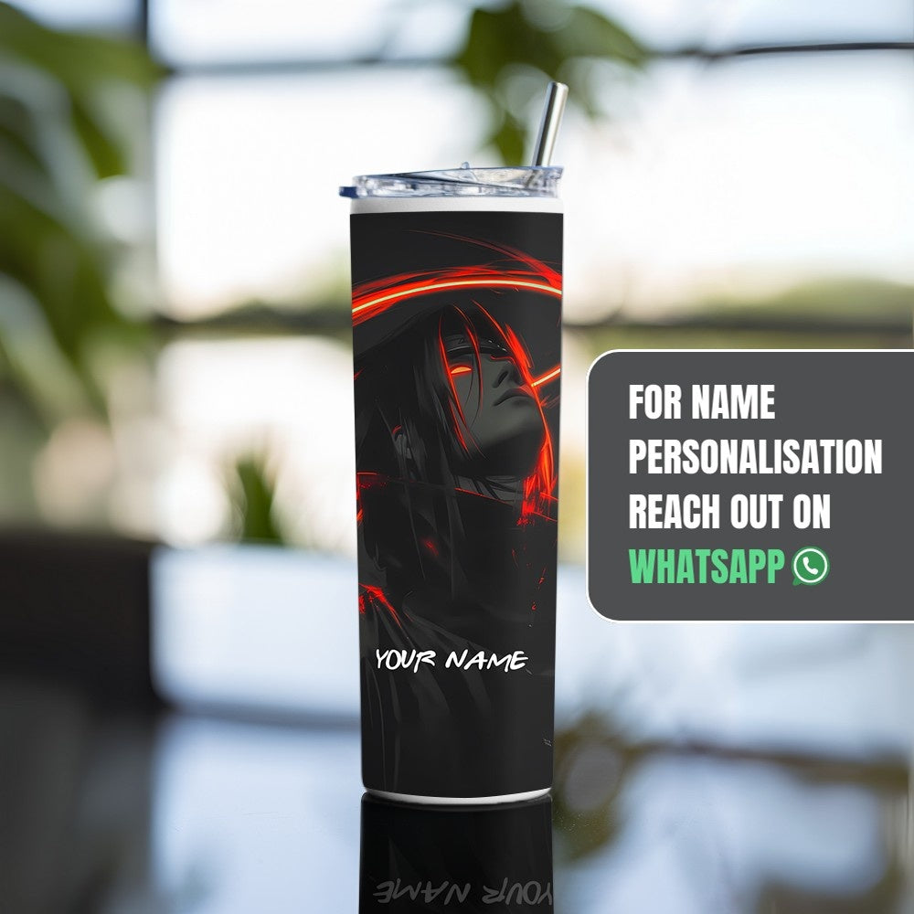 "Naruto : Sasuke Uchiha Anime" Tumbler with Metal Straw