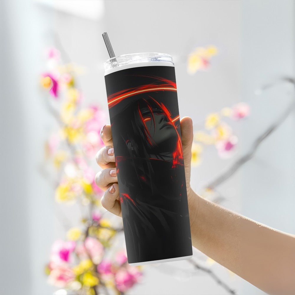 "Naruto : Sasuke Uchiha Anime" Tumbler with Metal Straw
