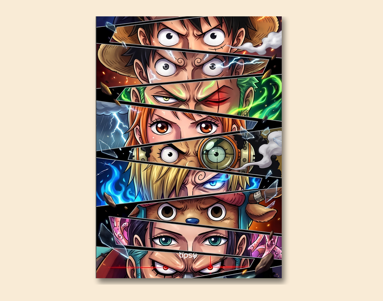 "ONE PIECE FULL CREW - SO2" -Shiny & Sturdy Metallic Poster Art That Pops & Sticks