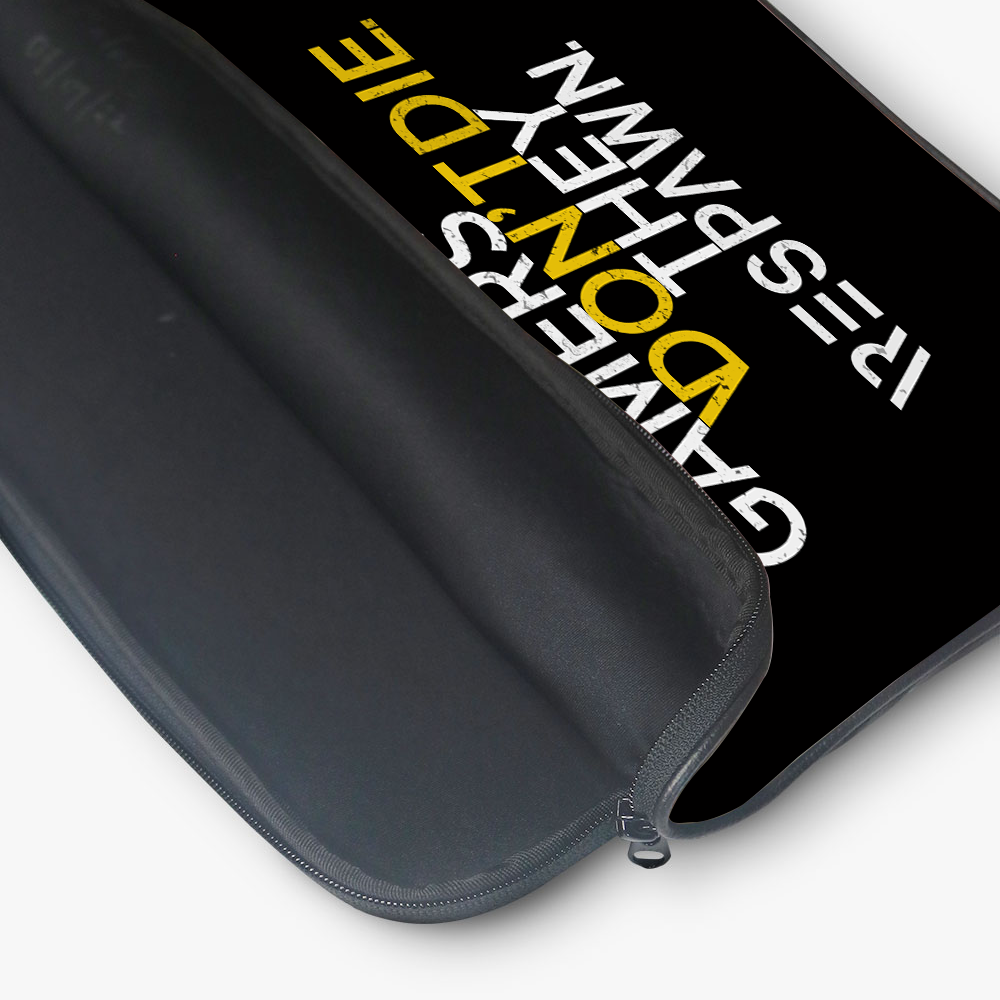 "GAMERS DON'T DIE" Laptop Sleeves:Bold Modern Design for Every Size