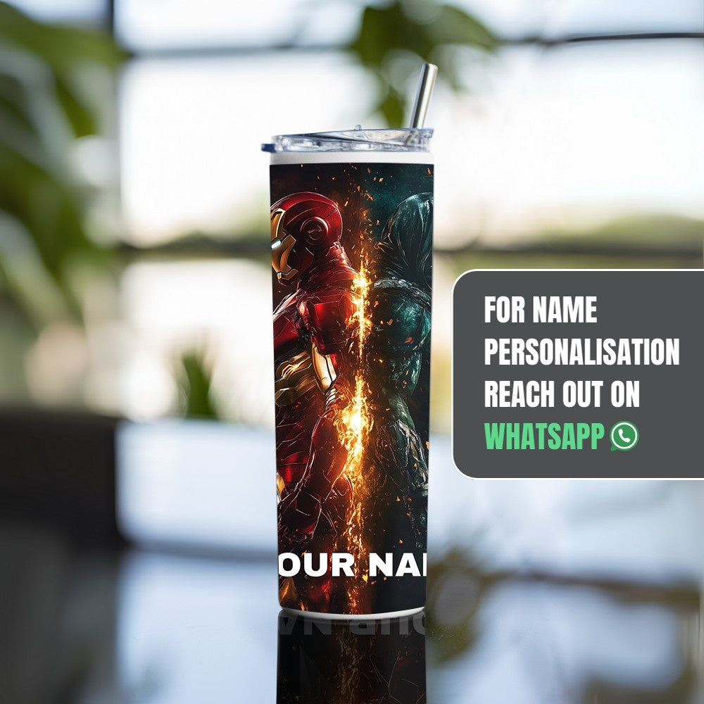 "Iron Man vs Doctor Doom" Tumbler with Metal Straw