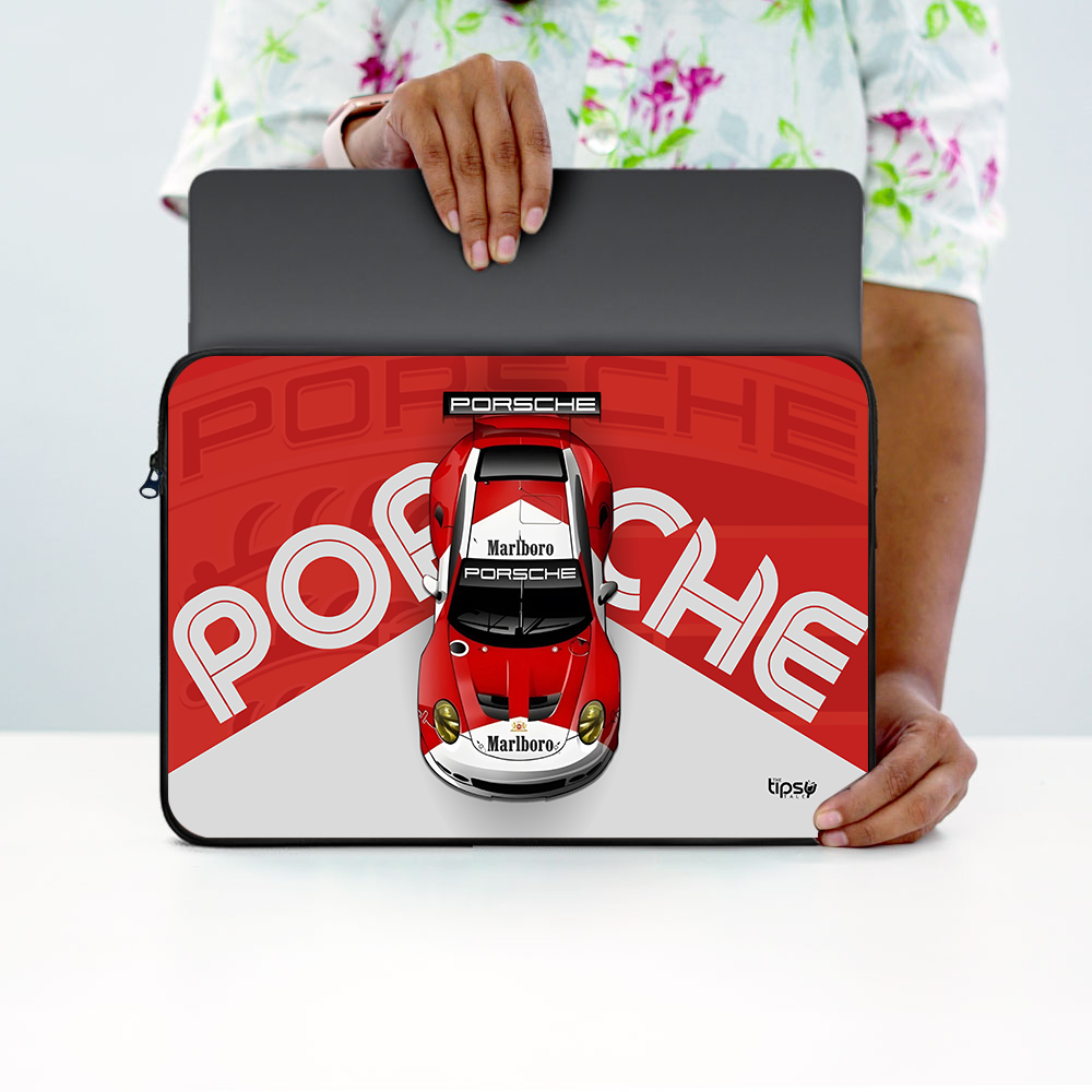 "PORSCHE 911 RSR - BORN TO RACE" Laptop Sleeves:Bold Modern Design for Every Size