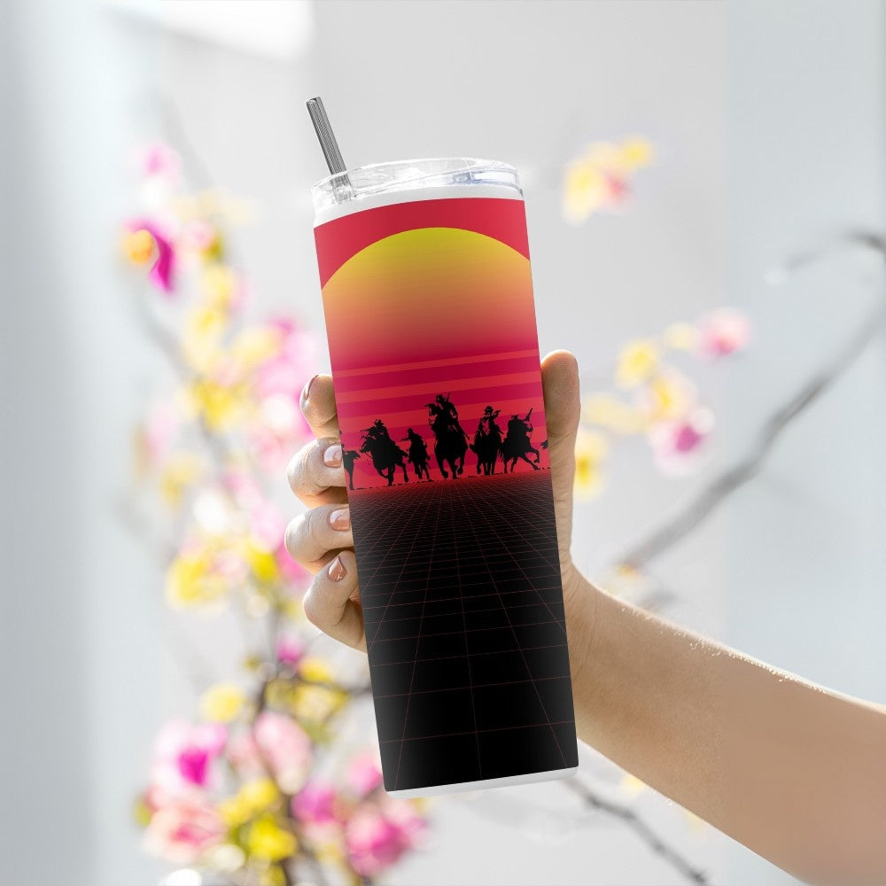 "Red Dead Redemption Synthwave" Tumbler with Metal Straw