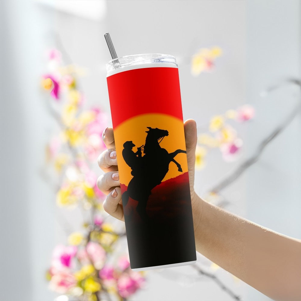 "Cowboy Silhouette" Tumbler with Metal Straw